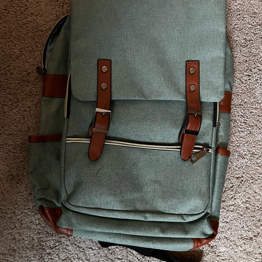 Stylish Green and Brown Men's Backpack